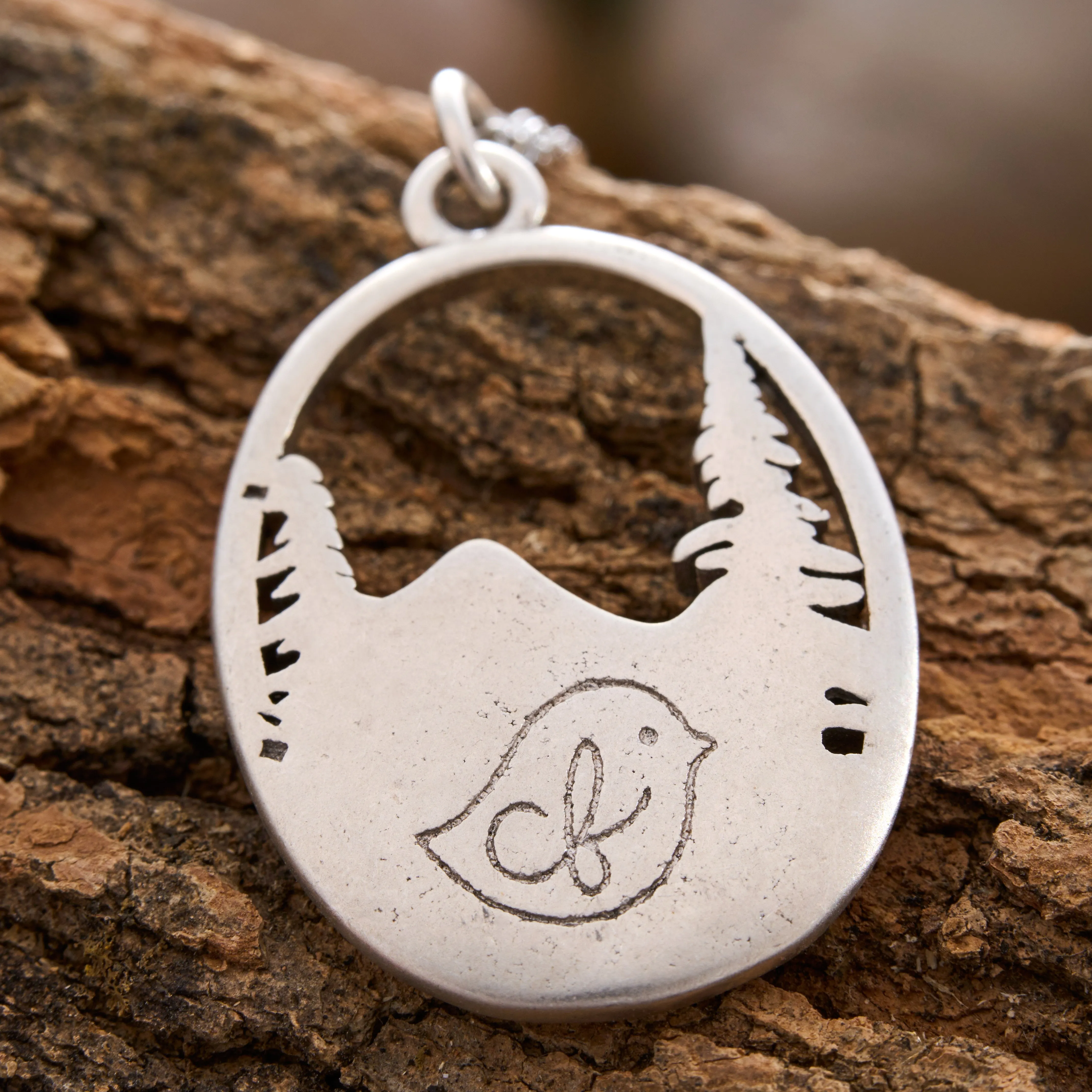 Snowy Forest Mountain Necklace