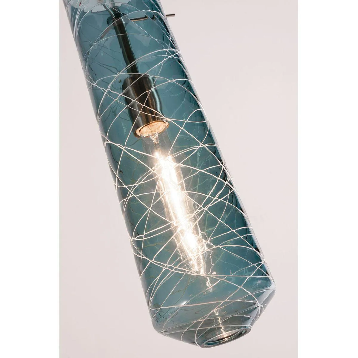 Spun 5 in. Pendant Light Satin Nickel Finish Steel Blue Shade