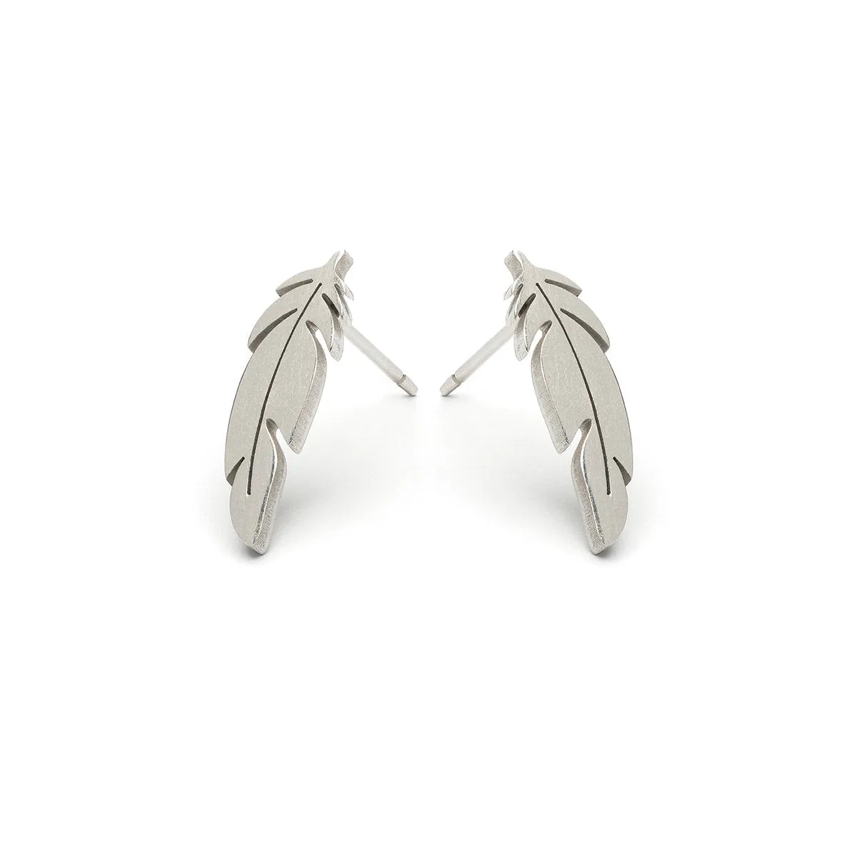 Stainless Steel Feather Stud Earrings