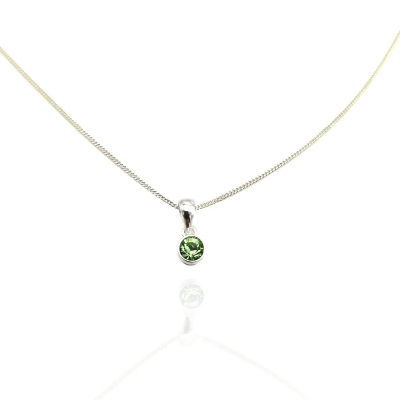 Sterling Silver 4mm Green CZ Pendant (Aug)