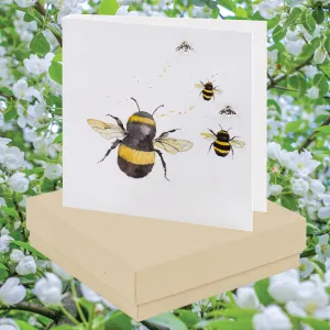 Sterling Silver Bumble Bee Stud Earrings - Delicate and Dazzling Accessory and Card