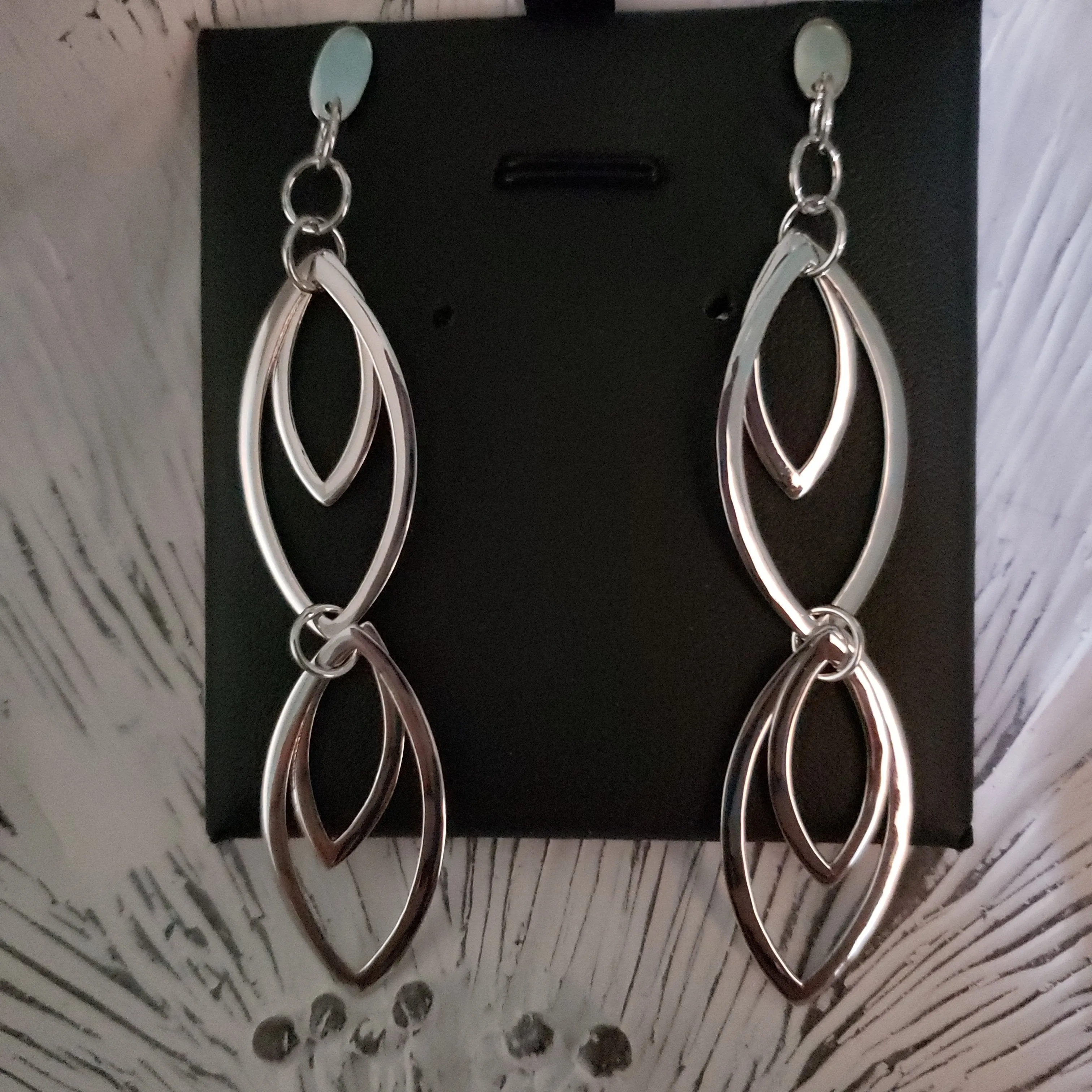 Sterling Silver Long Double Loop Earrings