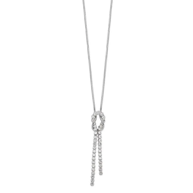 Sterling Silver Rhodium-plated CZ Knotted Snake Chain Necklace