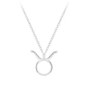 Sterling Silver Taurus Zodiac Sign Necklace