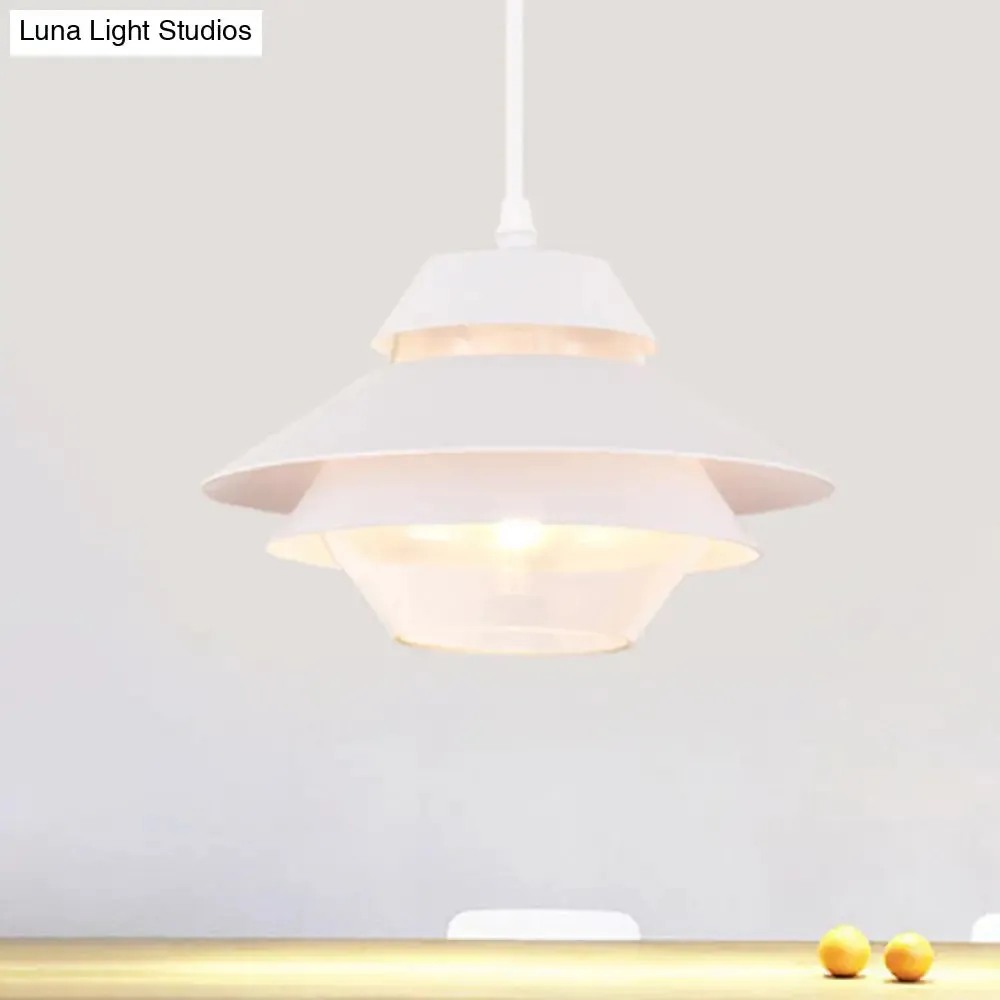 Stylish Macaron Flared Pendant Light - 1-Light Metal Ceiling Lamp for Living Room in Blue/Green