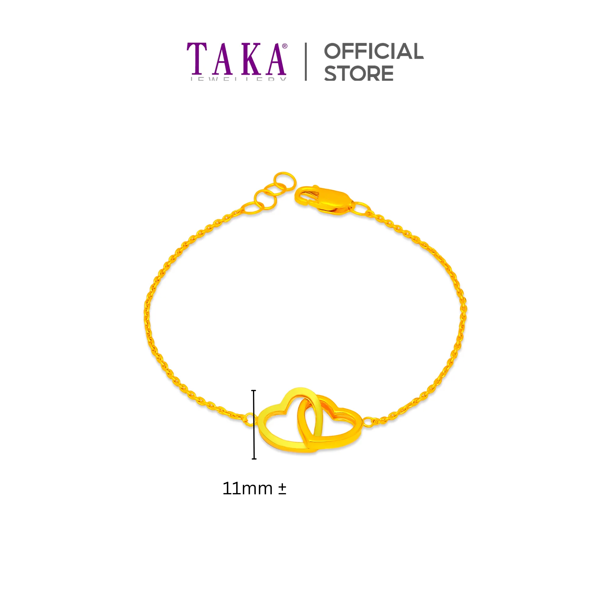 TAKA Jewellery 916 Gold Bracelet Hearts