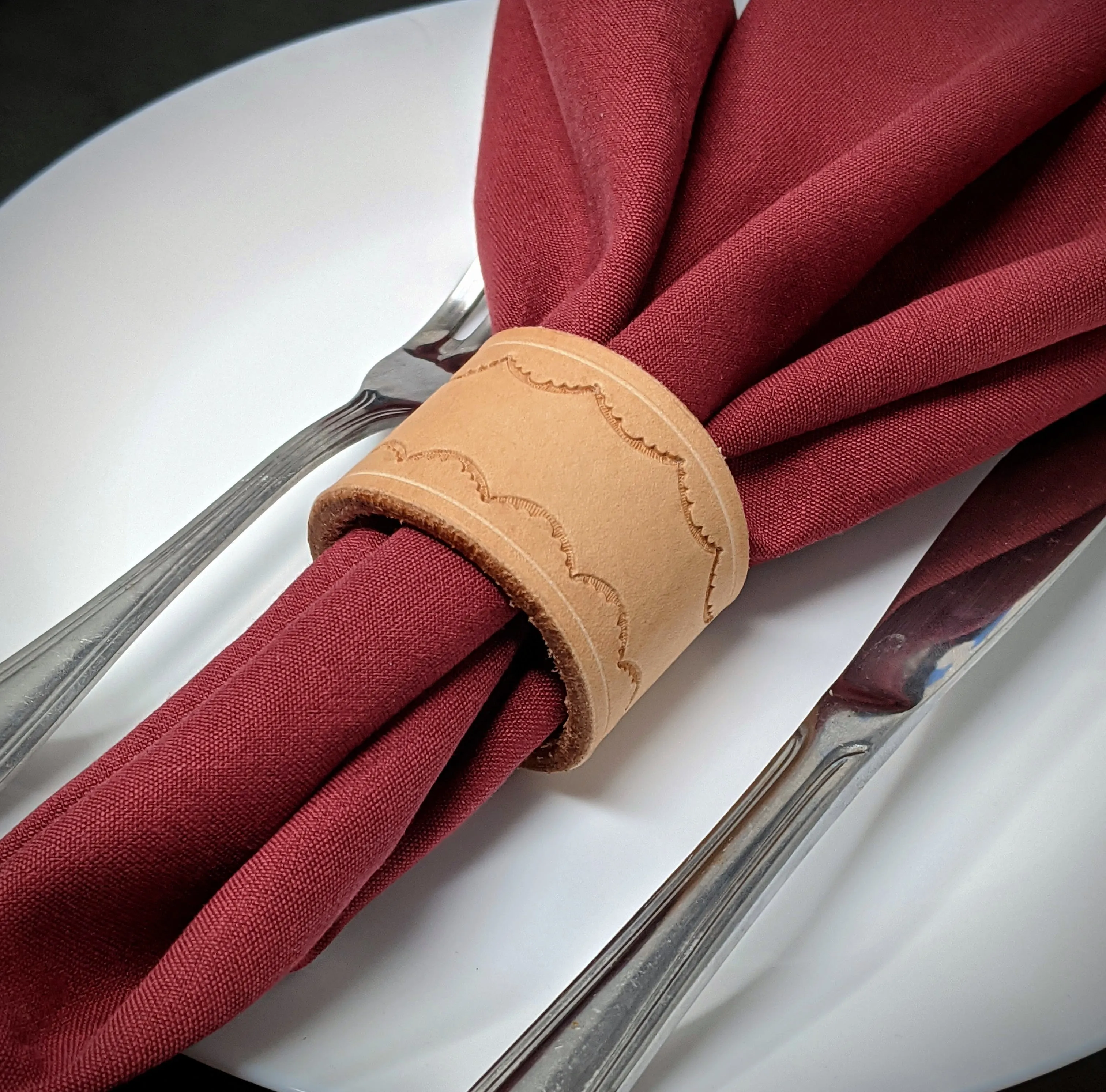 Tooled Leather Napkin Rings