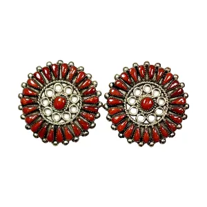 Top Grade Coral Cluster Earrings