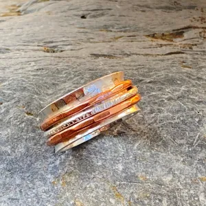 Triple silver and copper Spinner Ring