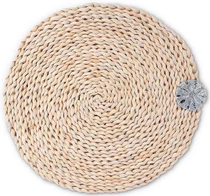 Twisted Seagrass Coastal Sand Dollar Placemats & Napkin Rings