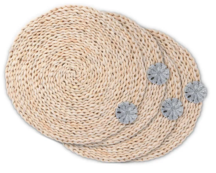 Twisted Seagrass Coastal Sand Dollar Placemats & Napkin Rings