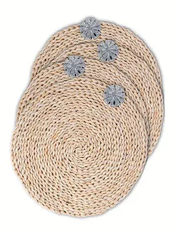 Twisted Seagrass Coastal Sand Dollar Placemats & Napkin Rings