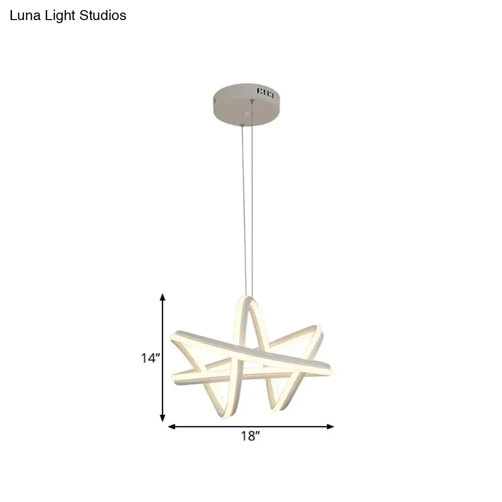 Twisted White Linear Hanging Lamp Kit: LED Metal Ceiling Chandelier with Warm/White Light