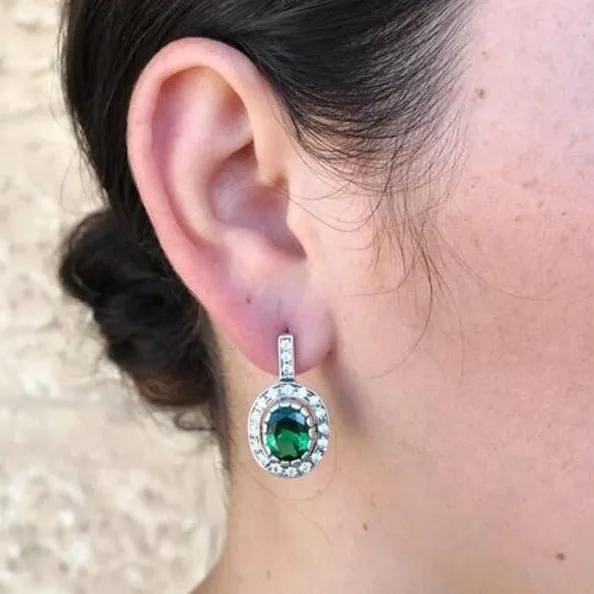 Vintage Emerald Earrings - Genuine Emerald Studs - Green Drop Earrings