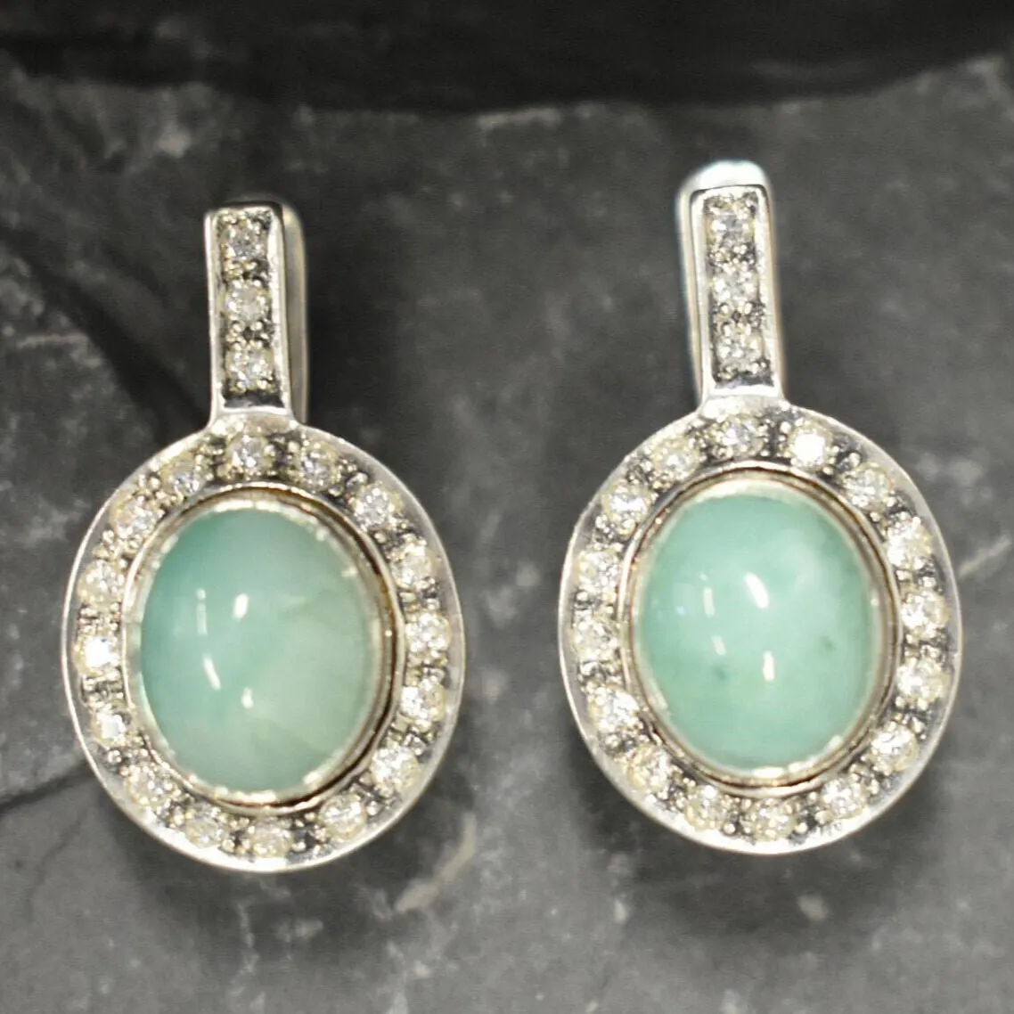 Vintage Emerald Earrings - Genuine Emerald Studs - Green Drop Earrings