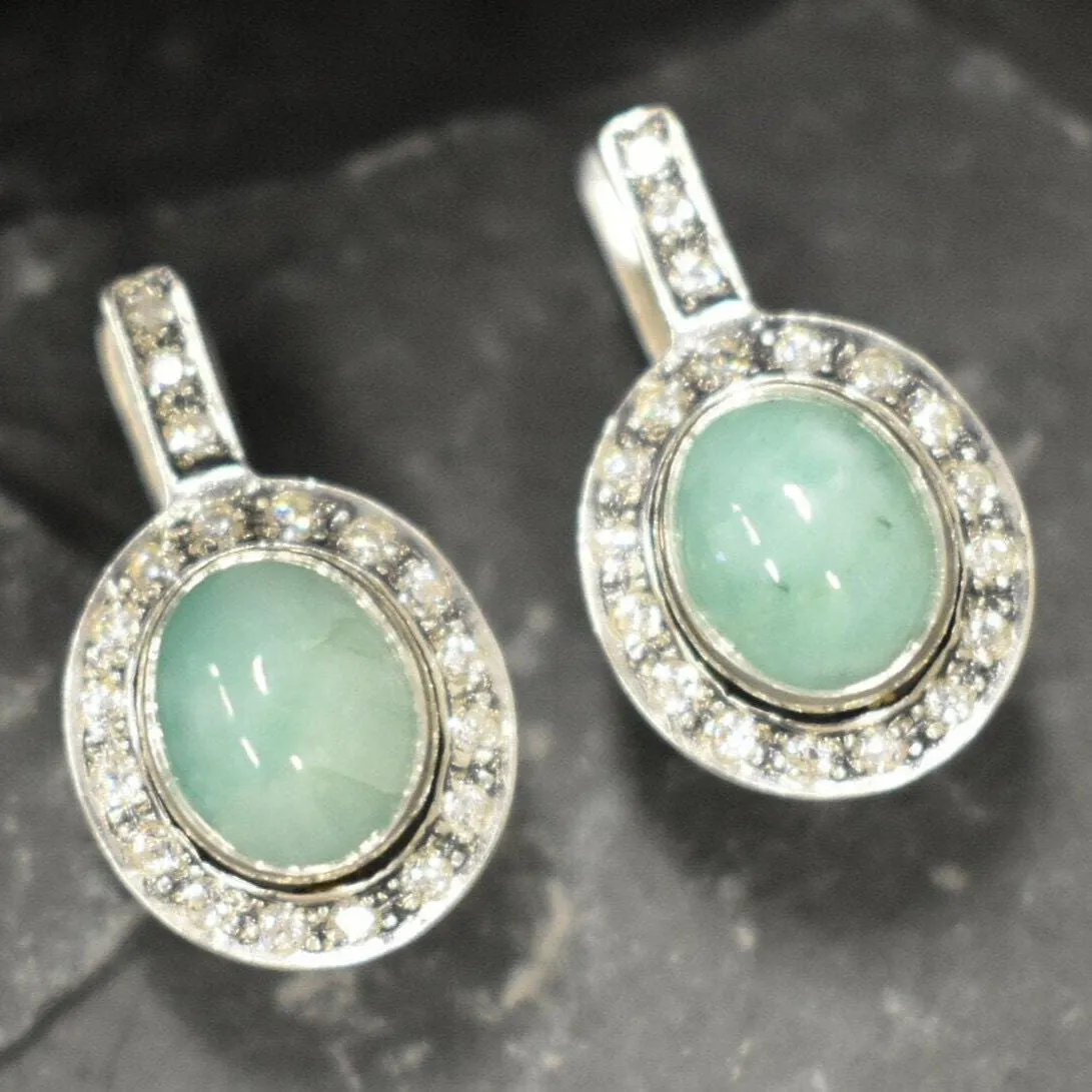 Vintage Emerald Earrings - Genuine Emerald Studs - Green Drop Earrings