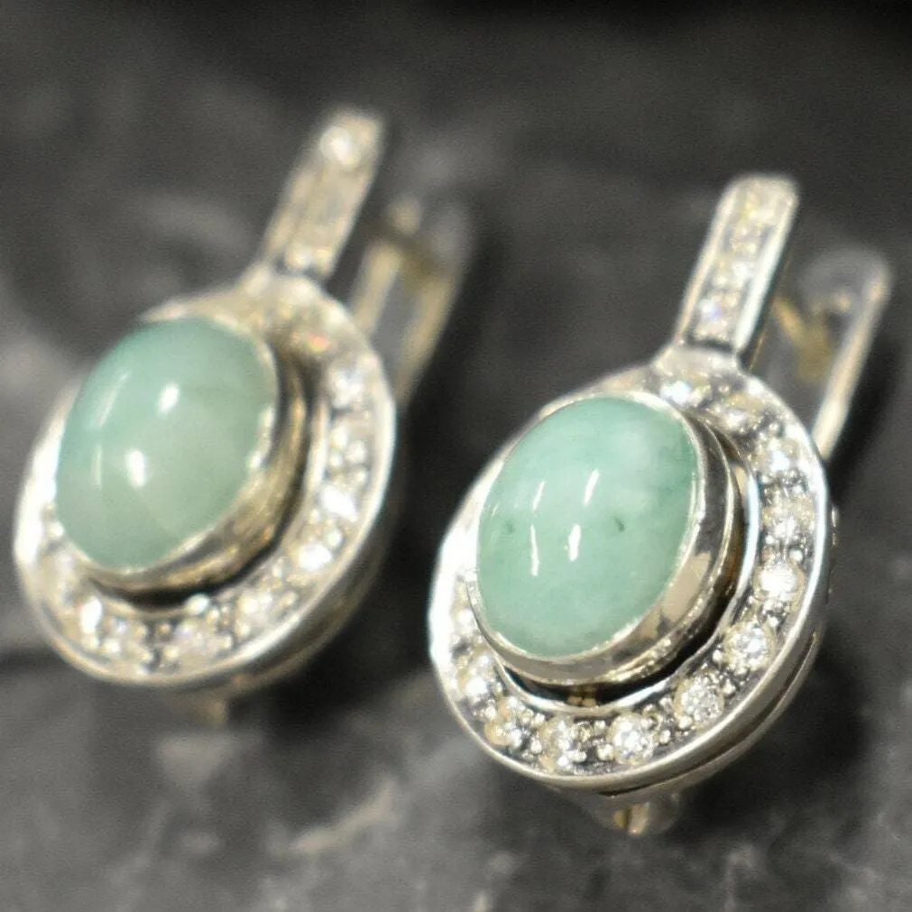 Vintage Emerald Earrings - Genuine Emerald Studs - Green Drop Earrings