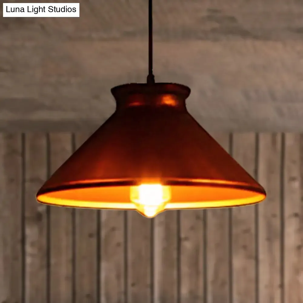 Vintage Style Pendant Light with Metal Shade | 1 Bulb Suspension Lighting for Dining Room in Black/White/Bronze