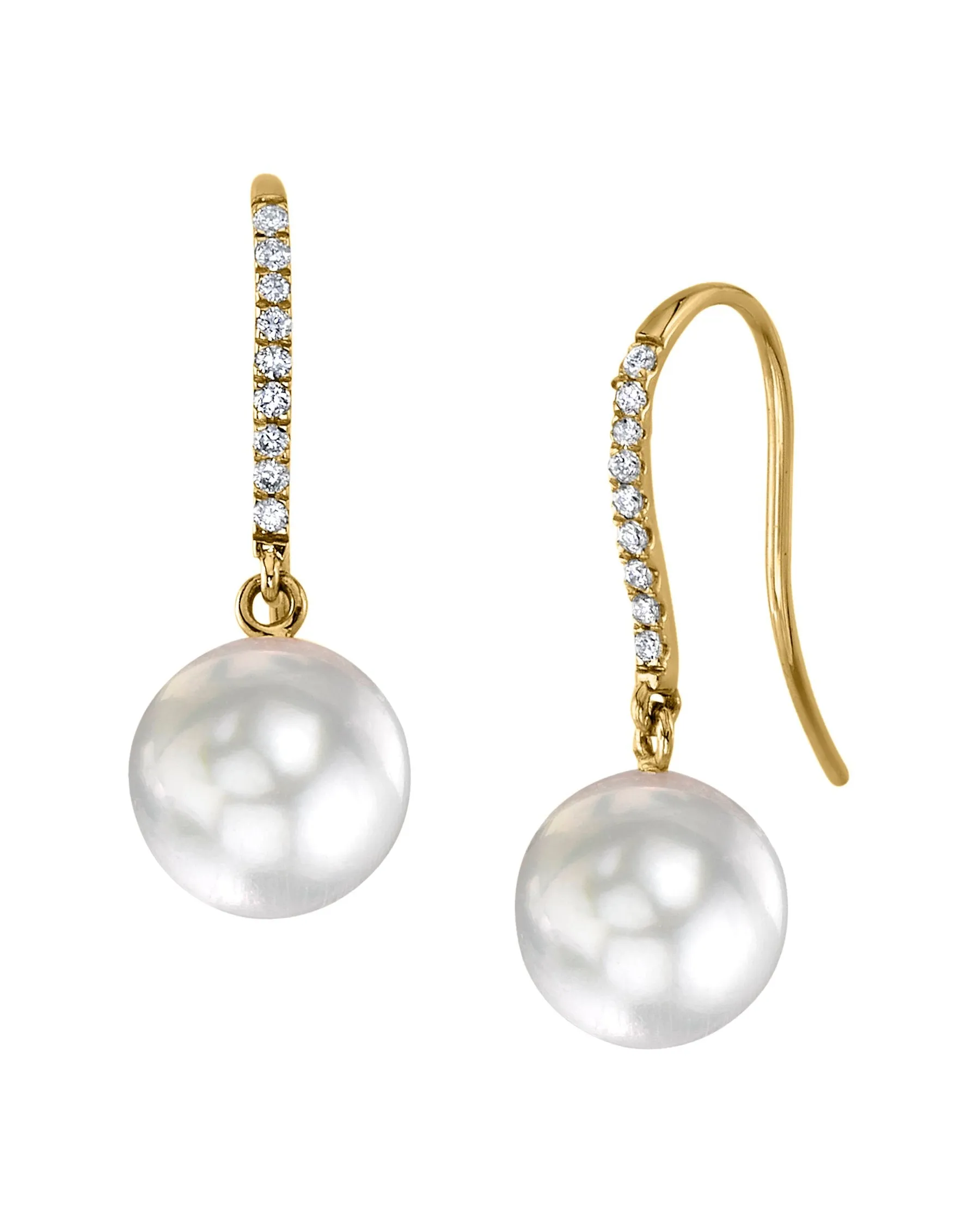 White South Sea Pearl & Diamond Phoenix Dangle Earrings