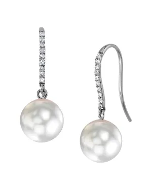 White South Sea Pearl & Diamond Phoenix Dangle Earrings