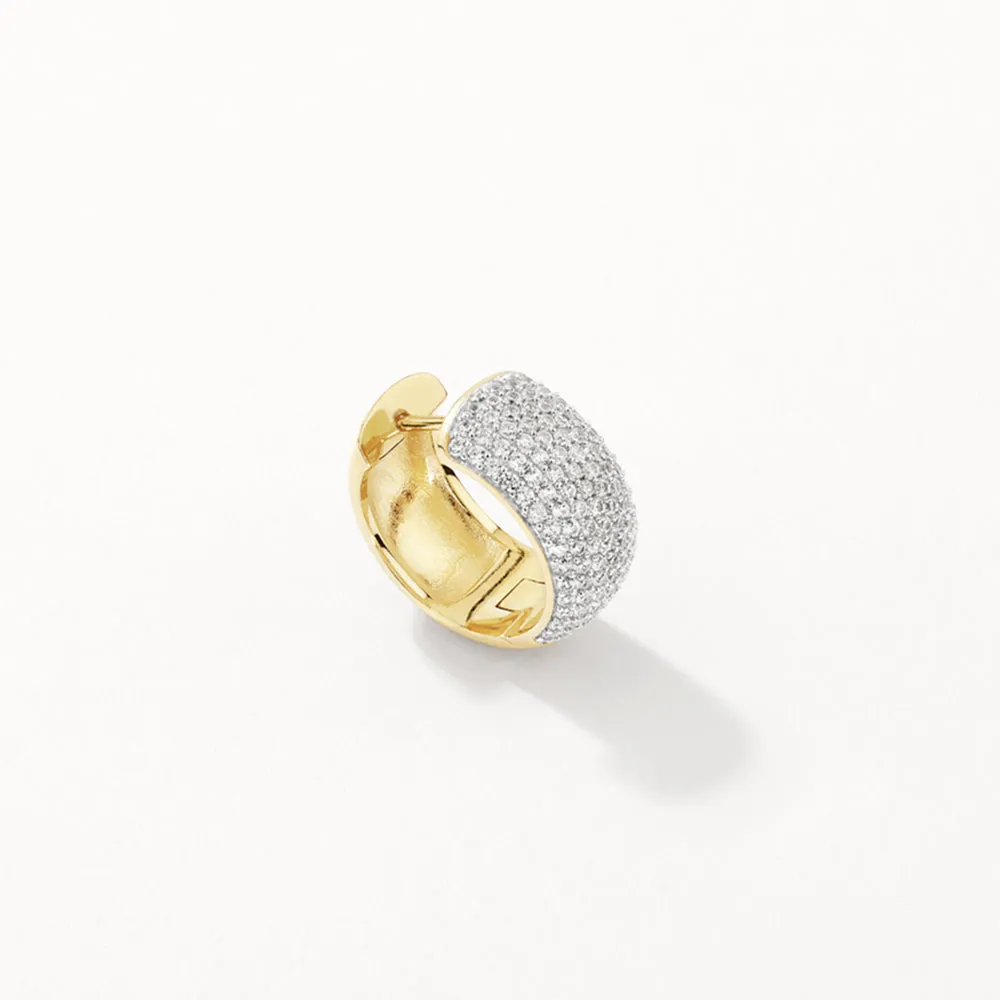 White Zircon Chunky Curve Huggies in Gold