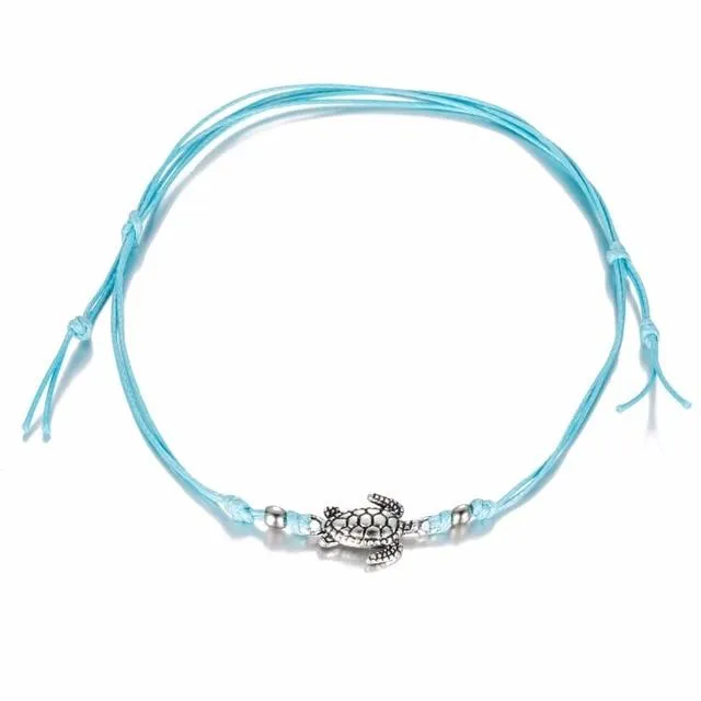 Women Blue Shell Beads Starfish Turtle Anklets