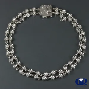 Women's 1.20 Carat Round Cut Diamond Soft Flexible Bracelet In 14K White Gold