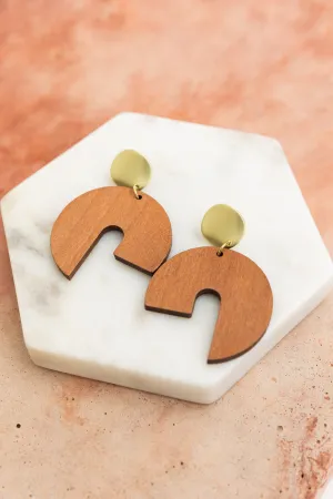 Wooden Modern Arch Shaped Earring