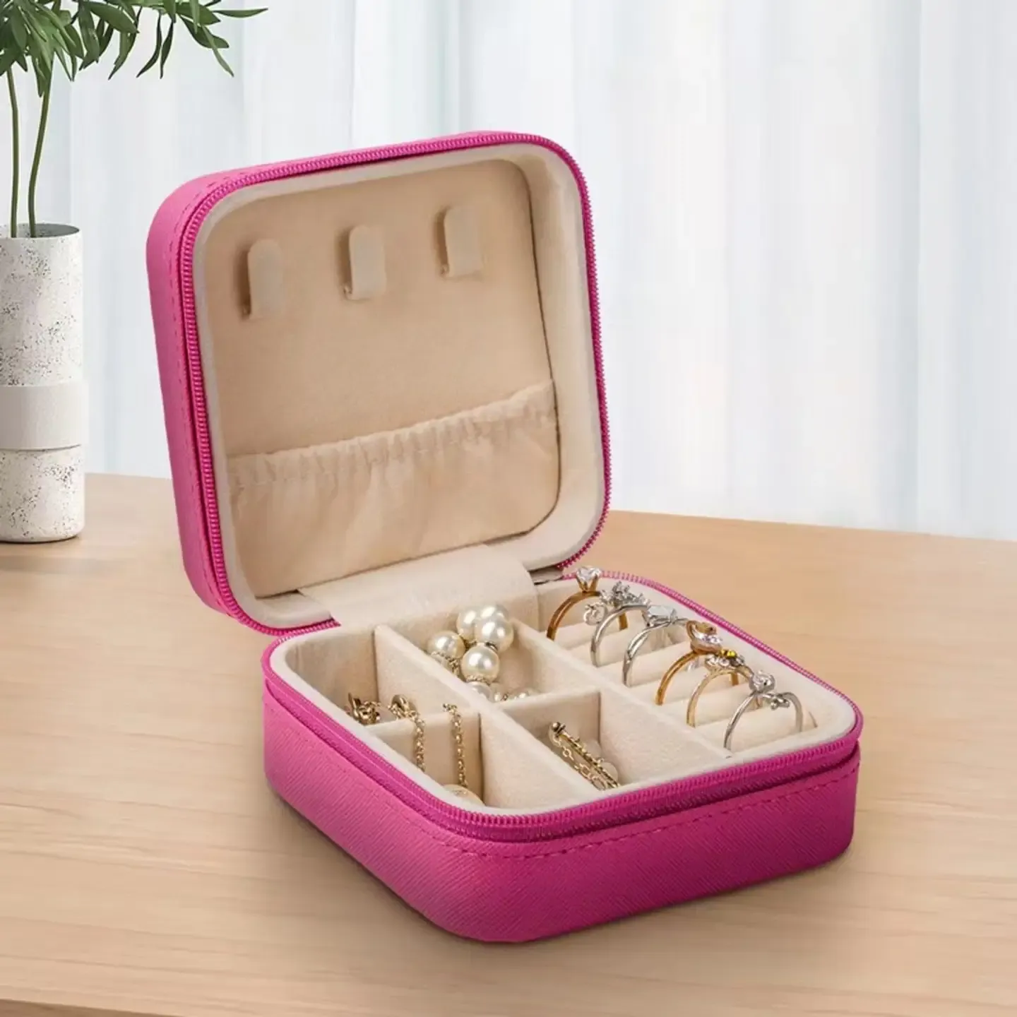 Zip Around Square Jewelry Box